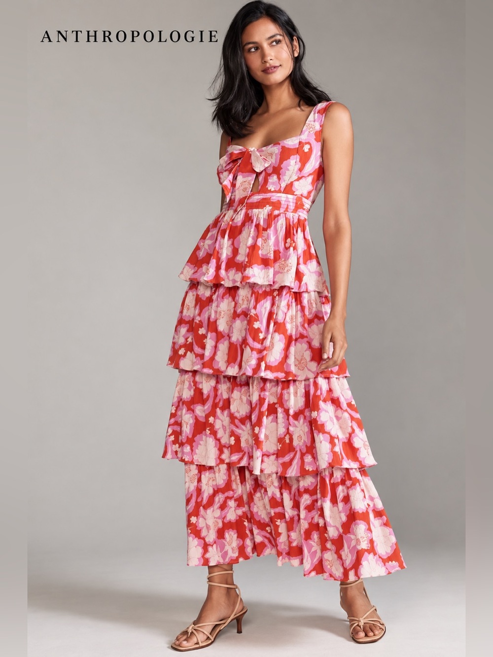 Anthropologie Vineet Bahl Tiered Ruffle Floral Maxi Dress
